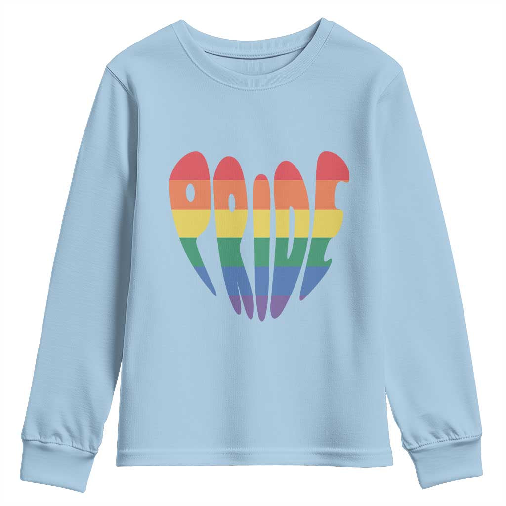 Rainbow Heart Pride Youth Sweatshirt LGBTQ Support Graphic