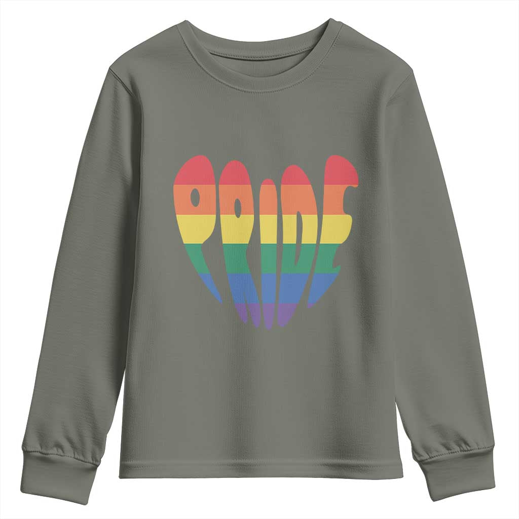 Rainbow Heart Pride Youth Sweatshirt LGBTQ Support Graphic