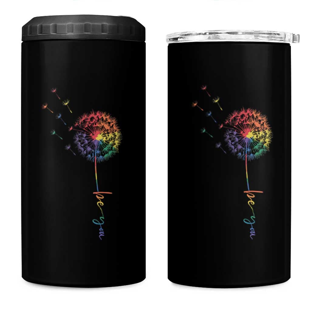 Be You LGBT Rainbow Dandelion 4 in 1 Can Cooler Tumbler Pride Month Support