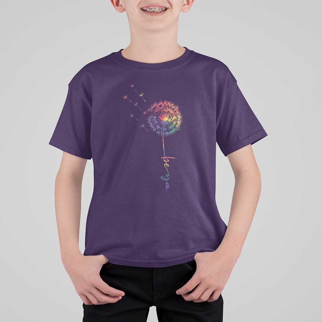 Be You LGBT Rainbow Dandelion T Shirt For Kid Pride Month Support