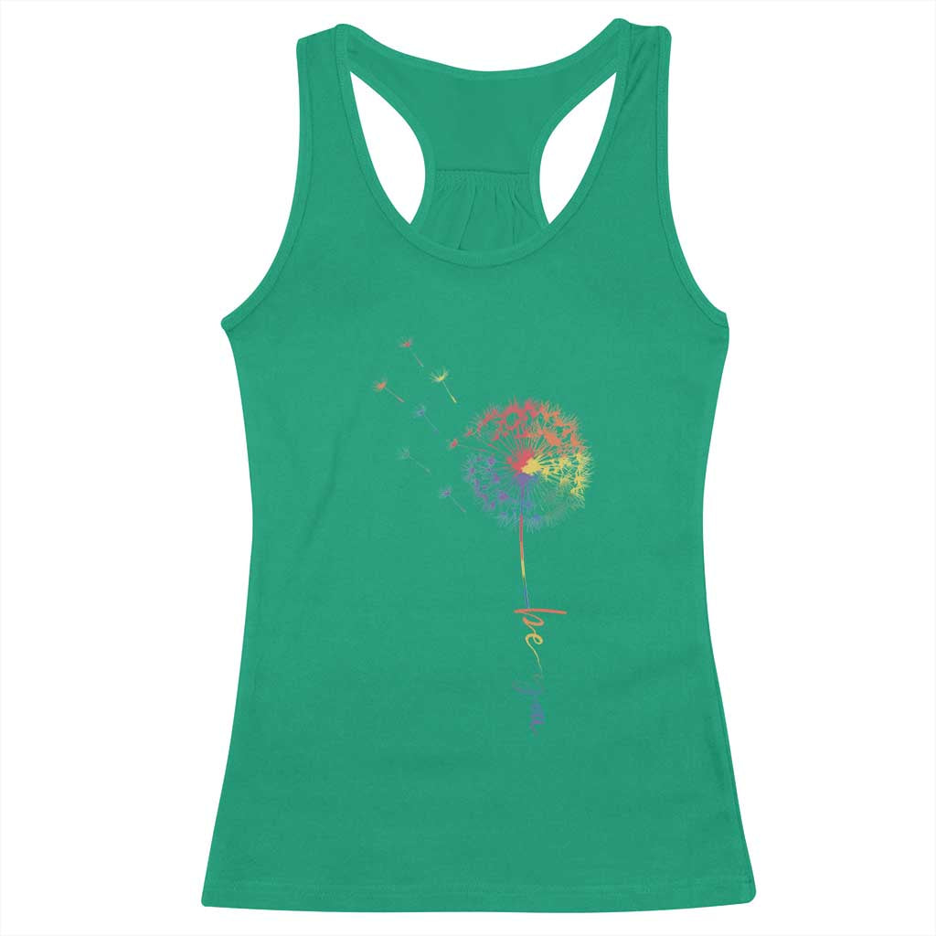 Be You LGBT Rainbow Dandelion Racerback Tank Top Pride Month Support