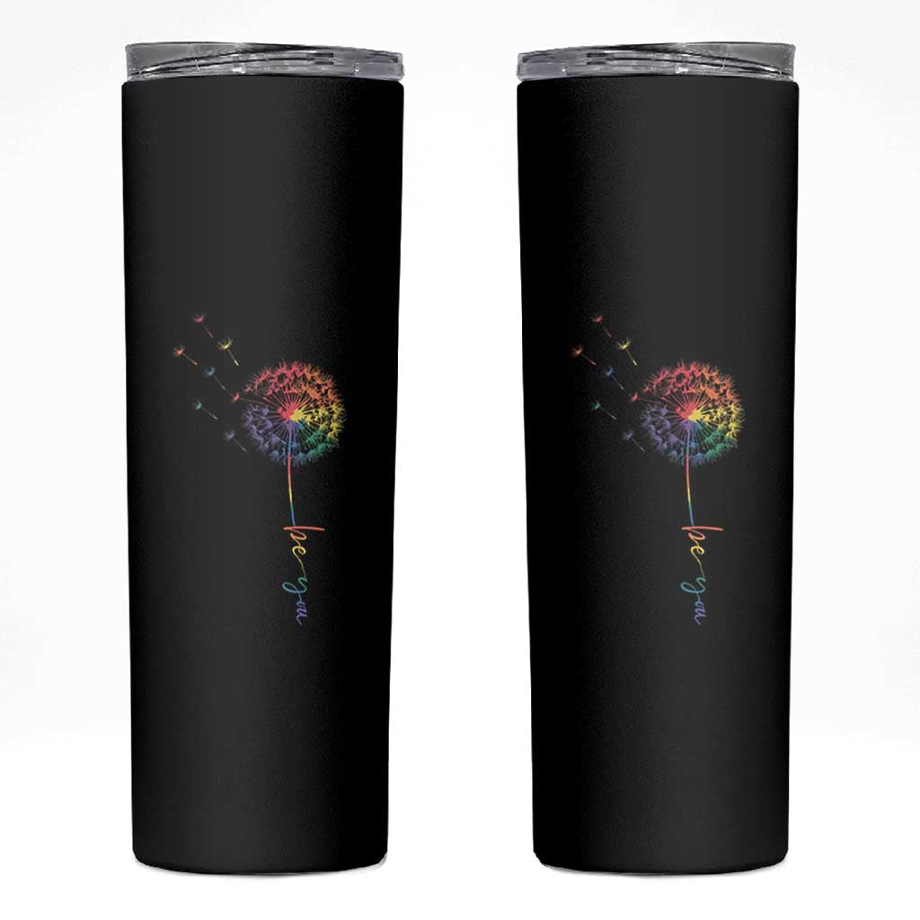 Be You LGBT Rainbow Dandelion Skinny Tumbler Pride Month Support