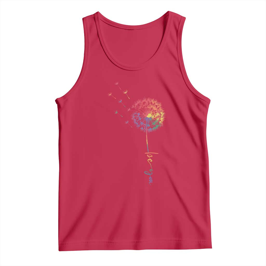 Be You LGBT Rainbow Dandelion Tank Top Pride Month Support