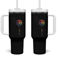 Be You LGBT Rainbow Dandelion Tumbler With Handle Pride Month Support