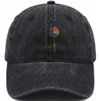 Be You LGBT Rainbow Dandelion Washed Cotton Baseball Cap Pride Month Support