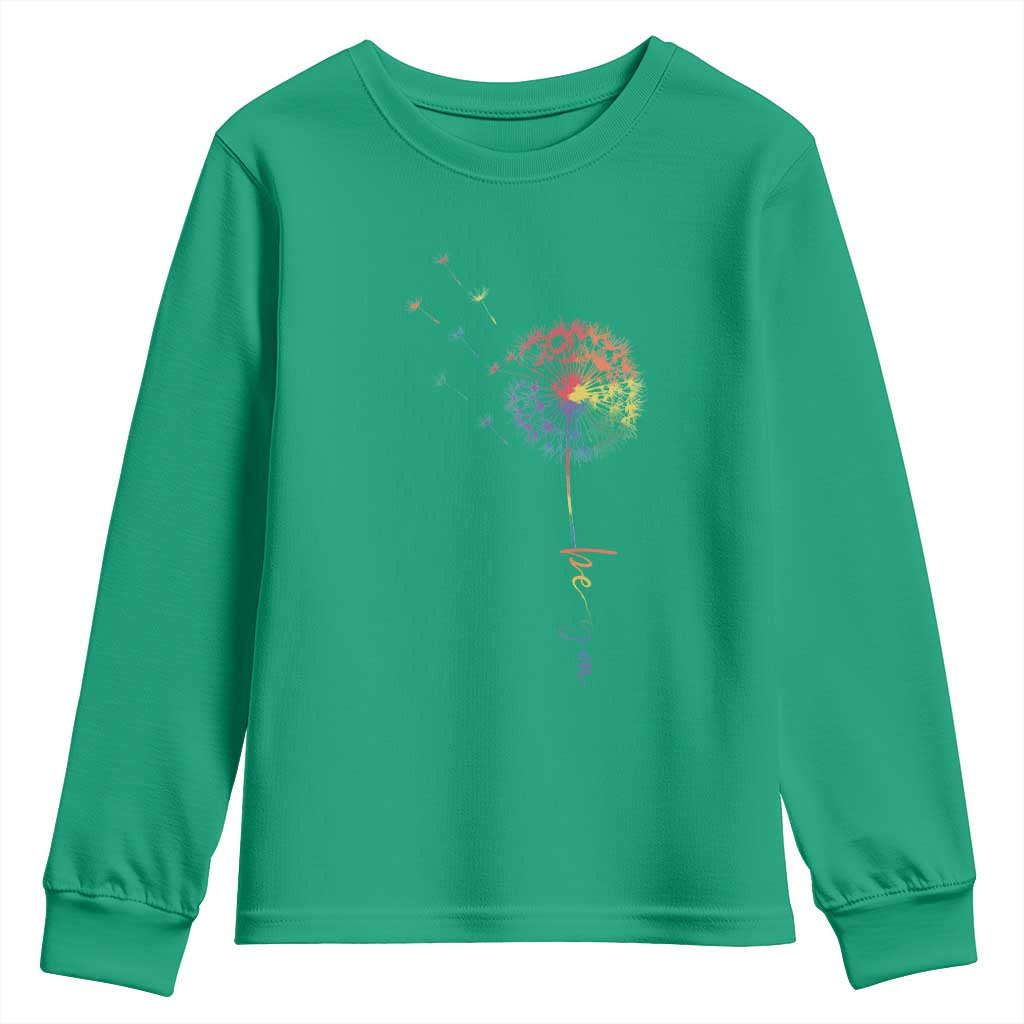 Be You LGBT Rainbow Dandelion Youth Sweatshirt Pride Month Support