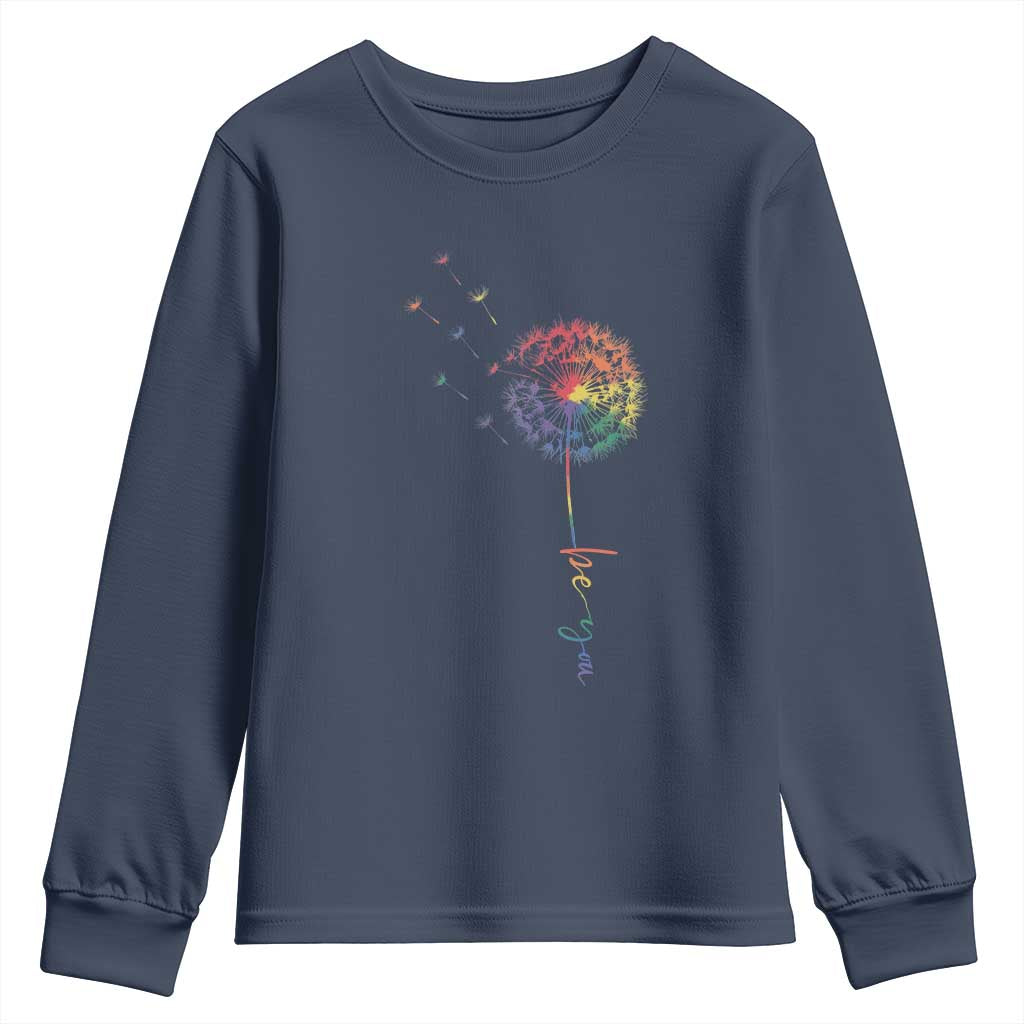 Be You LGBT Rainbow Dandelion Youth Sweatshirt Pride Month Support