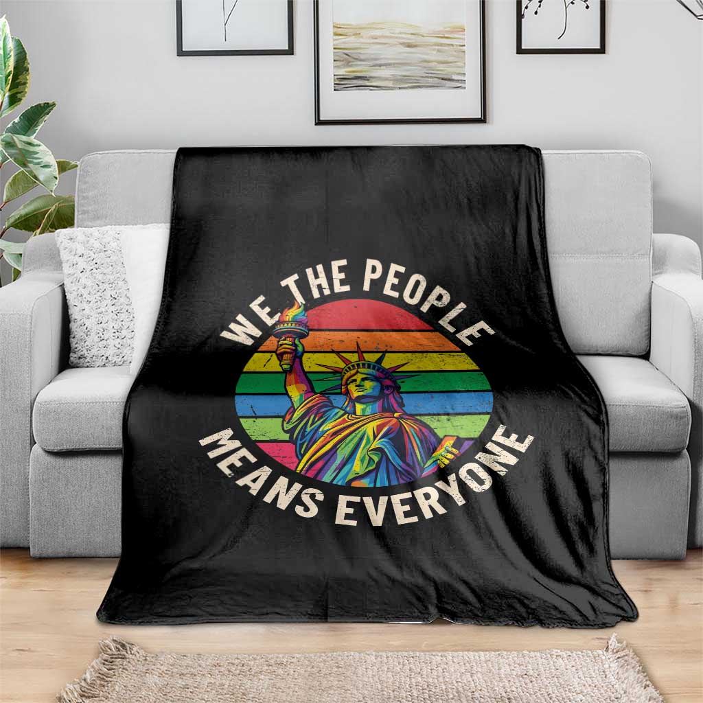Rainbow Statue Of Liberty LGBTQ Pride Throw Blanket We The People Means Everyone