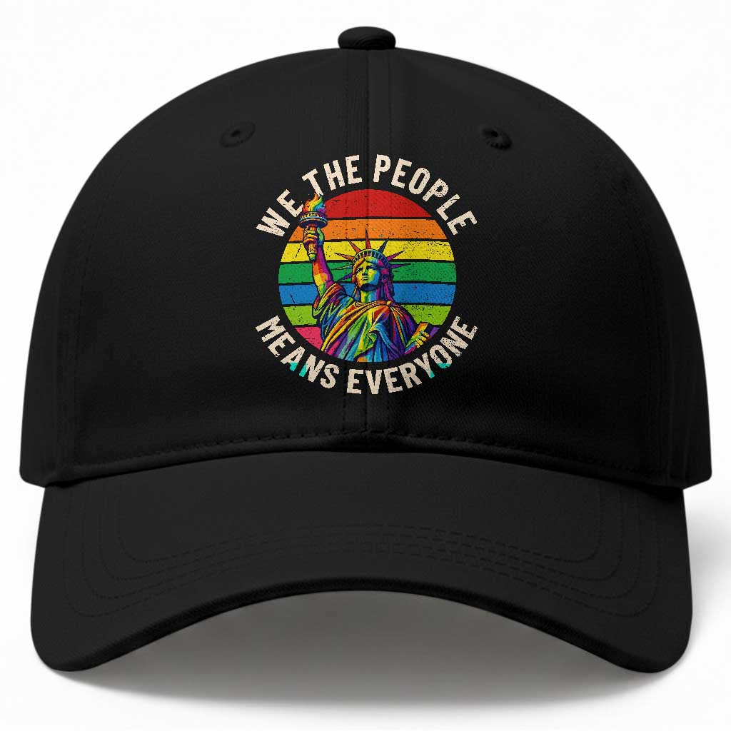 Rainbow Statue Of Liberty LGBTQ Pride Baseball Cap We The People Means Everyone