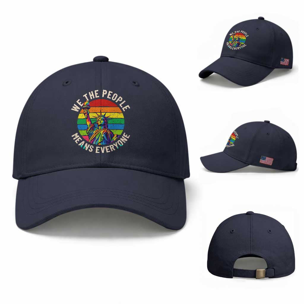 Rainbow Statue Of Liberty LGBTQ Pride Baseball Cap We The People Means Everyone