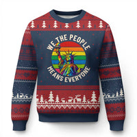 Rainbow Statue Of Liberty LGBTQ Pride Ugly Christmas Sweater We The People Means Everyone