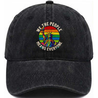 Rainbow Statue Of Liberty LGBTQ Pride Washed Cotton Baseball Cap We The People Means Everyone