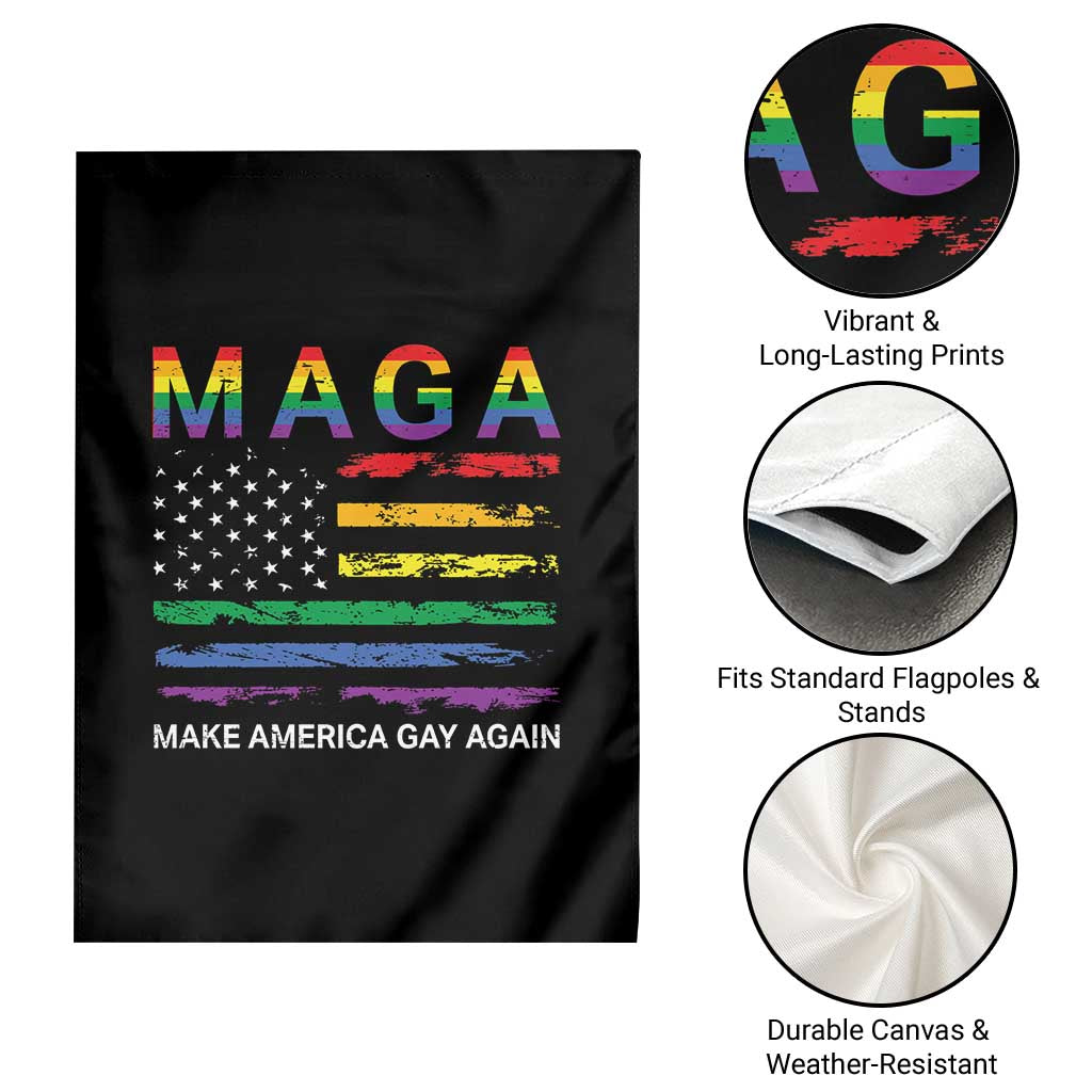 Make America Gay Again LGBTQ Pride Garden Flag Funny Political Pride Graphic