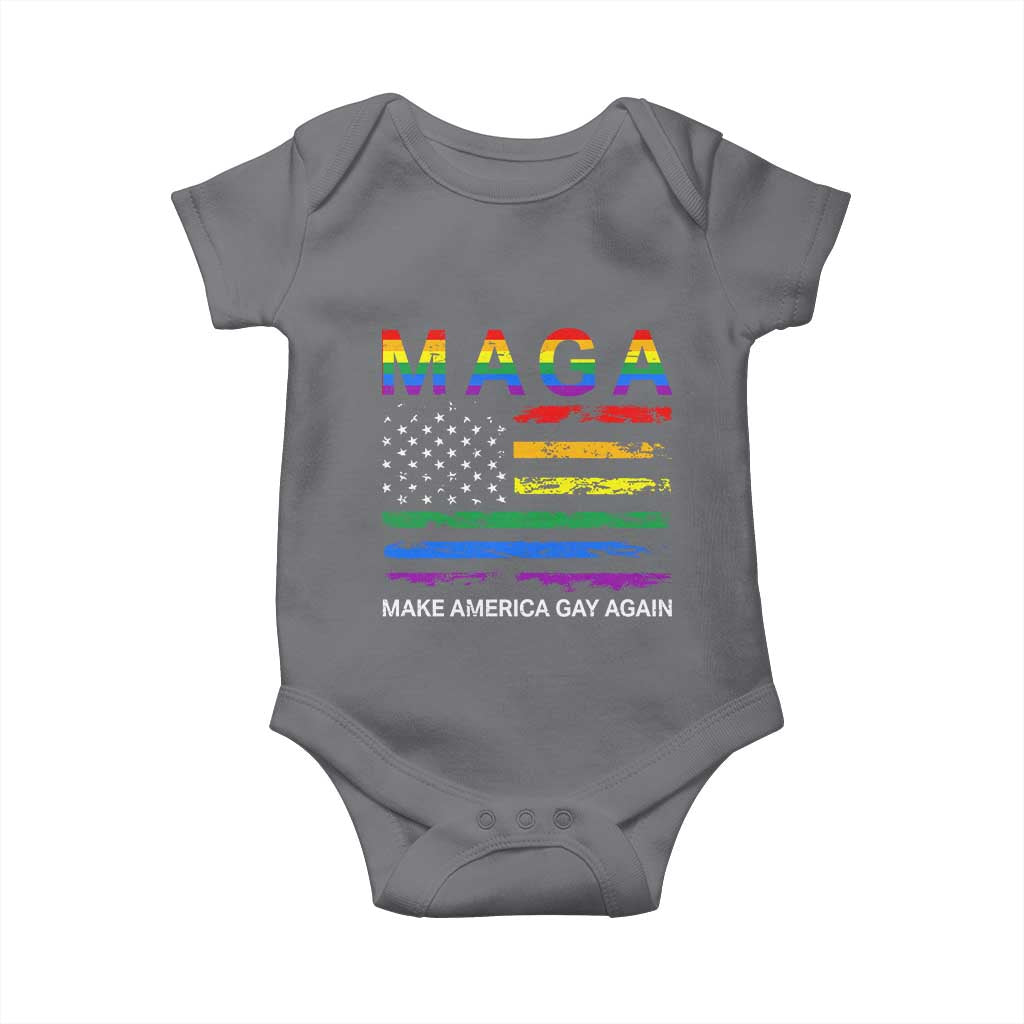 Make America Gay Again LGBTQ Pride Baby Onesie Funny Political Pride Graphic
