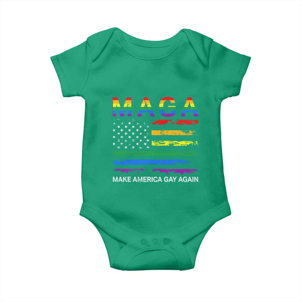 Make America Gay Again LGBTQ Pride Baby Onesie Funny Political Pride Graphic