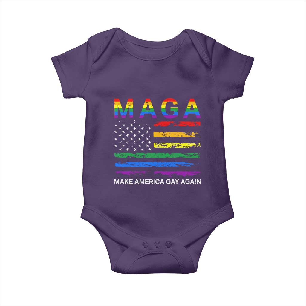 Make America Gay Again LGBTQ Pride Baby Onesie Funny Political Pride Graphic