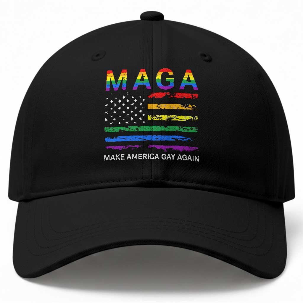 Make America Gay Again LGBTQ Pride Baseball Cap Funny Political Pride Graphic