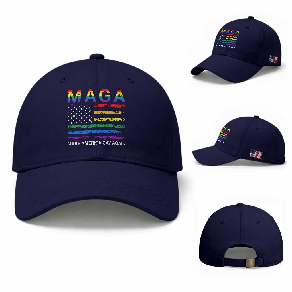 Make America Gay Again LGBTQ Pride Baseball Cap Funny Political Pride Graphic