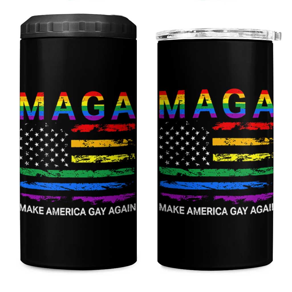 Make America Gay Again LGBTQ Pride 4 in 1 Can Cooler Tumbler Funny Political Pride Graphic