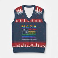 Make America Gay Again LGBTQ Pride V-Neck Knit Sweater Vest Funny Political Pride Graphic