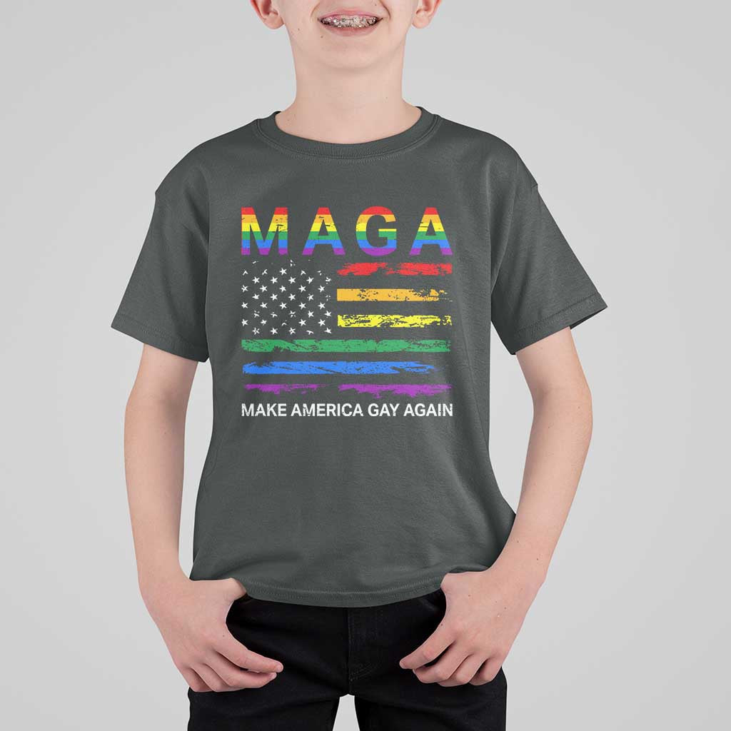 Make America Gay Again LGBTQ Pride T Shirt For Kid Funny Political Pride Graphic