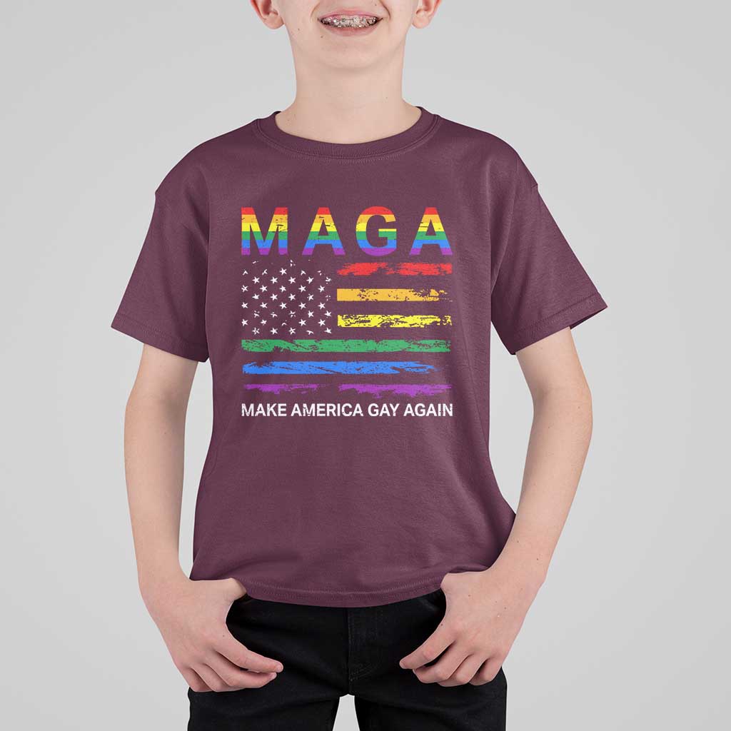 Make America Gay Again LGBTQ Pride T Shirt For Kid Funny Political Pride Graphic