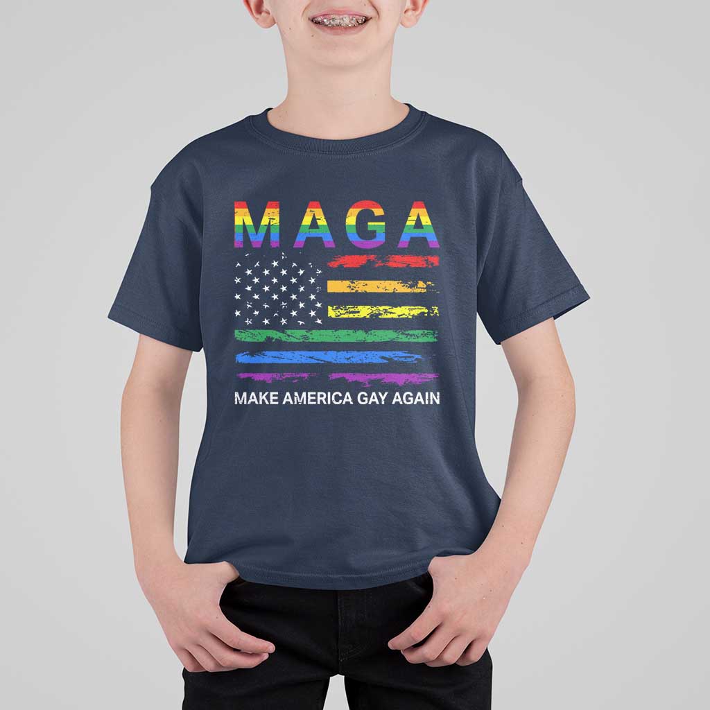 Make America Gay Again LGBTQ Pride T Shirt For Kid Funny Political Pride Graphic