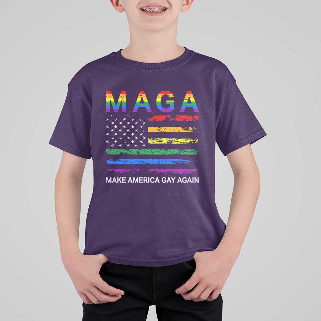 Make America Gay Again LGBTQ Pride T Shirt For Kid Funny Political Pride Graphic