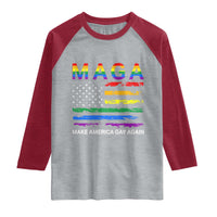 Make America Gay Again LGBTQ Pride Raglan Shirt Funny Political Pride Graphic