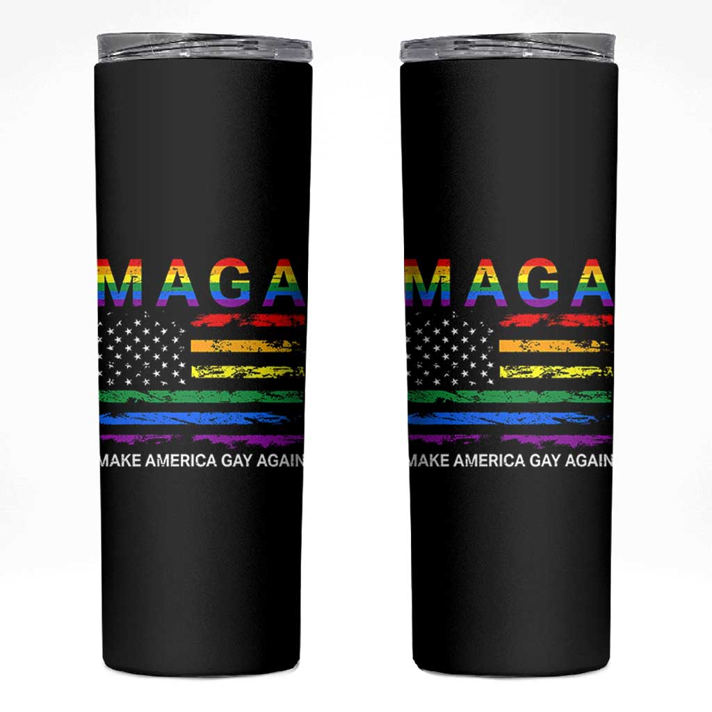 Make America Gay Again LGBTQ Pride Skinny Tumbler Funny Political Pride Graphic