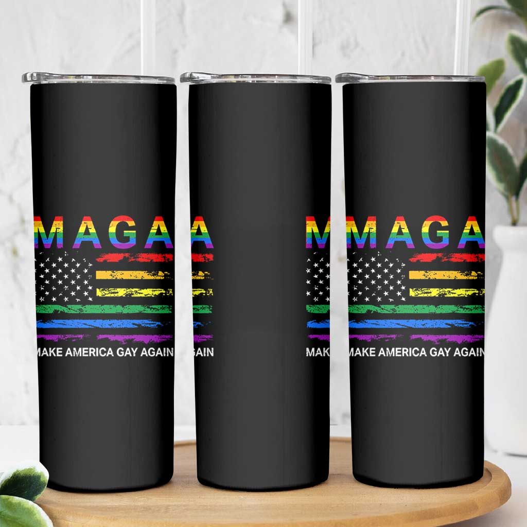Make America Gay Again LGBTQ Pride Skinny Tumbler Funny Political Pride Graphic