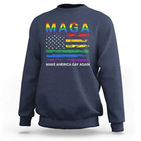 Make America Gay Again LGBTQ Pride Sweatshirt Funny Political Pride Graphic