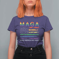 Make America Gay Again LGBTQ Pride T Shirt For Women Funny Political Pride Graphic