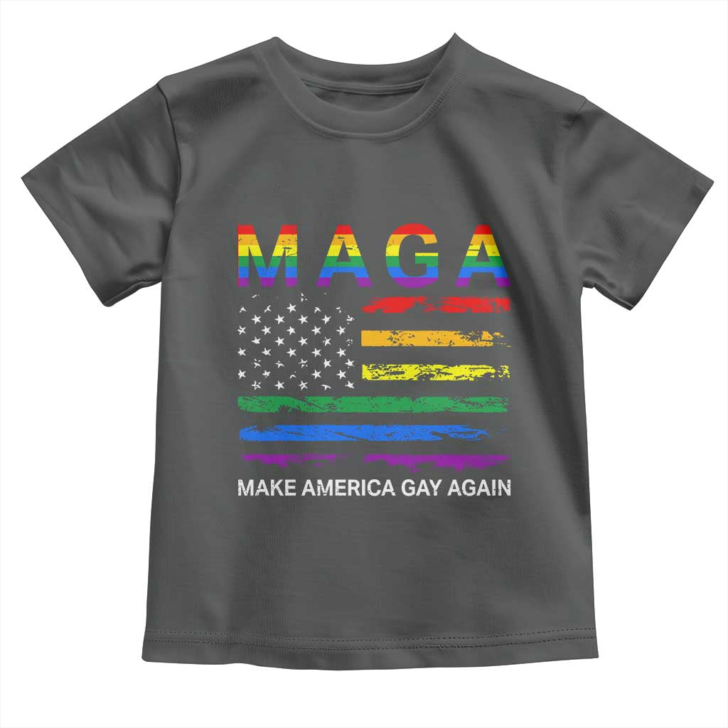 Make America Gay Again LGBTQ Pride Toddler T Shirt Funny Political Pride Graphic