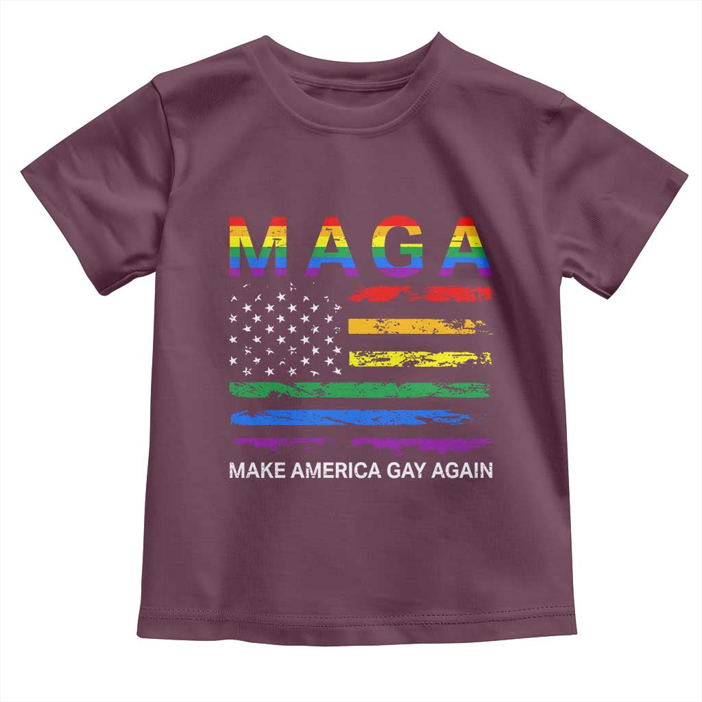Make America Gay Again LGBTQ Pride Toddler T Shirt Funny Political Pride Graphic