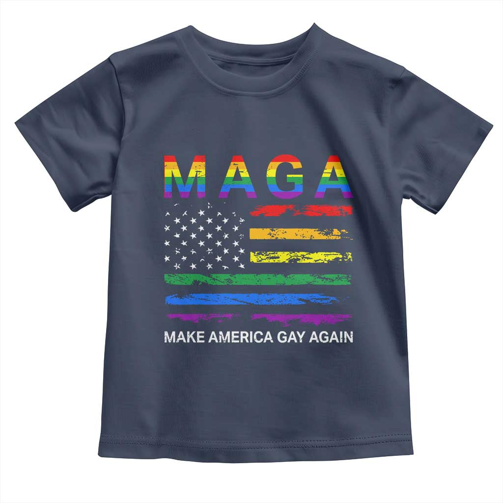 Make America Gay Again LGBTQ Pride Toddler T Shirt Funny Political Pride Graphic