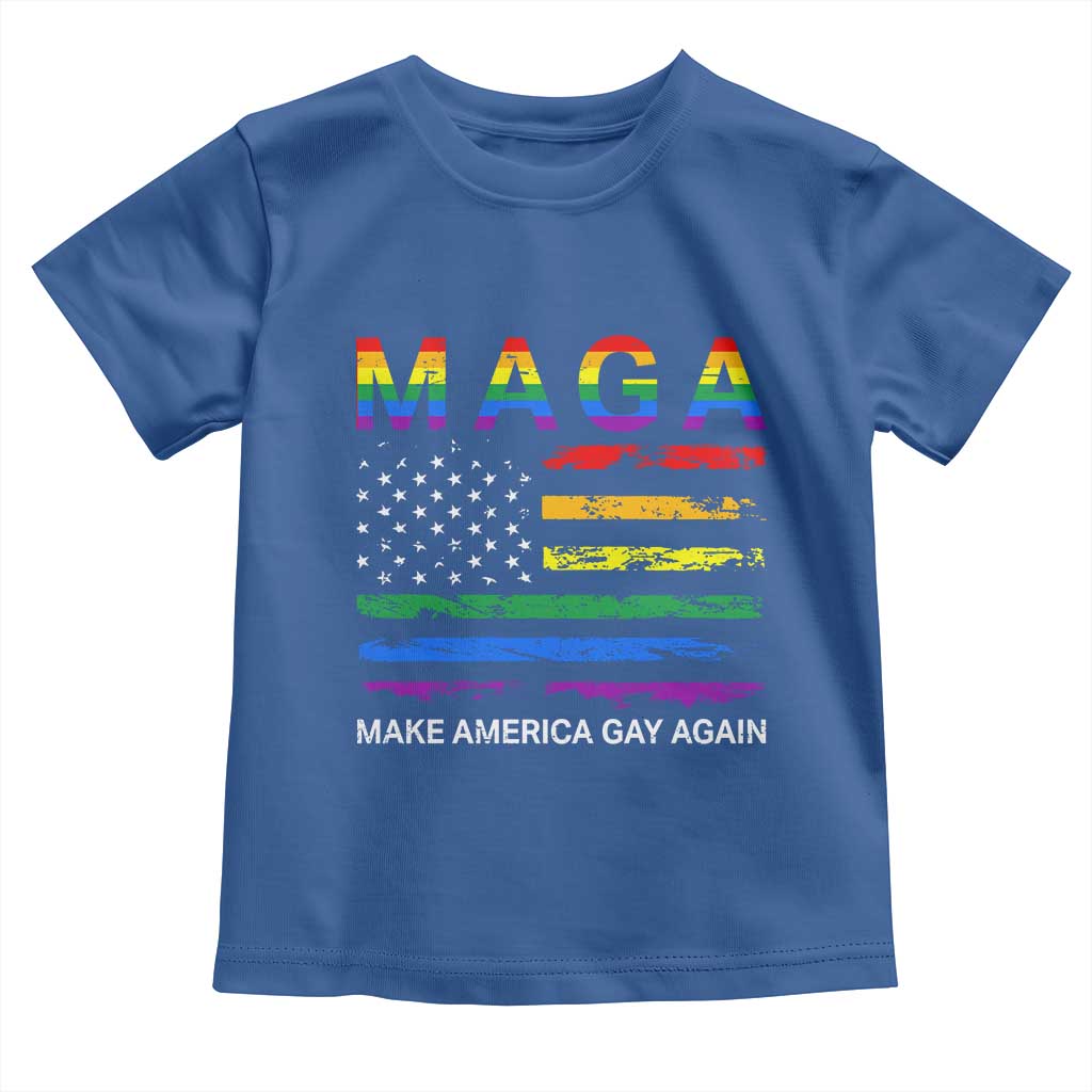 Make America Gay Again LGBTQ Pride Toddler T Shirt Funny Political Pride Graphic
