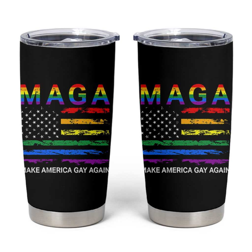 Make America Gay Again LGBTQ Pride Tumbler Cup Funny Political Pride Graphic