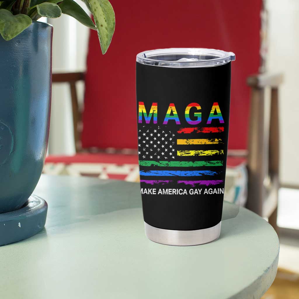Make America Gay Again LGBTQ Pride Tumbler Cup Funny Political Pride Graphic