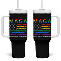 Make America Gay Again LGBTQ Pride Tumbler With Handle Funny Political Pride Graphic