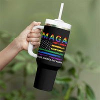 Make America Gay Again LGBTQ Pride Tumbler With Handle Funny Political Pride Graphic