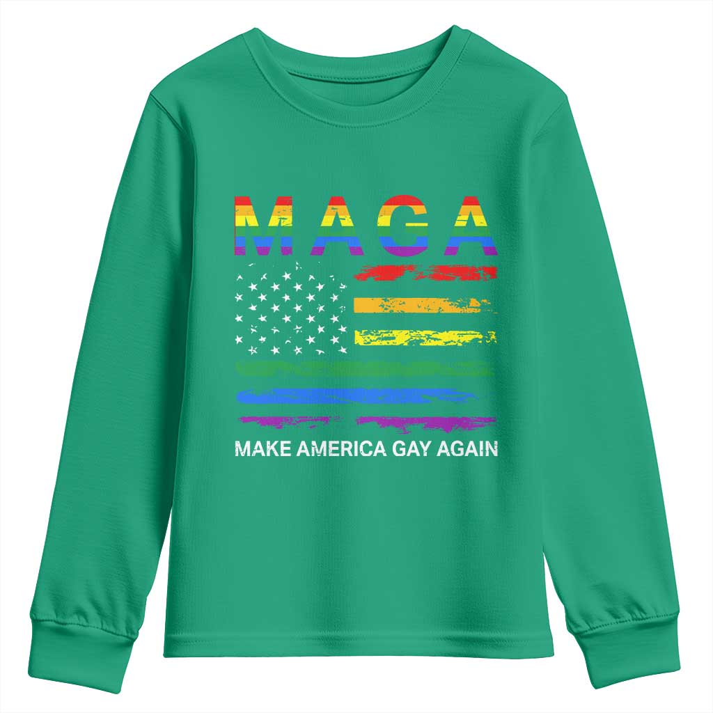 Make America Gay Again LGBTQ Pride Youth Sweatshirt Funny Political Pride Graphic