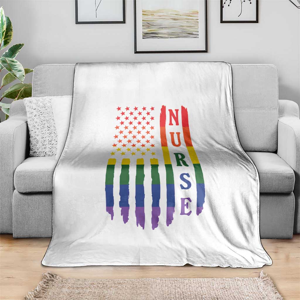 Rainbow RN Ally Pride Month Throw Blanket LGBTQ Healthcare Worker