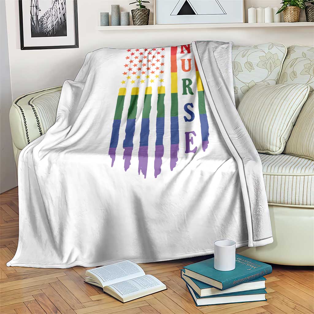 Rainbow RN Ally Pride Month Throw Blanket LGBTQ Healthcare Worker