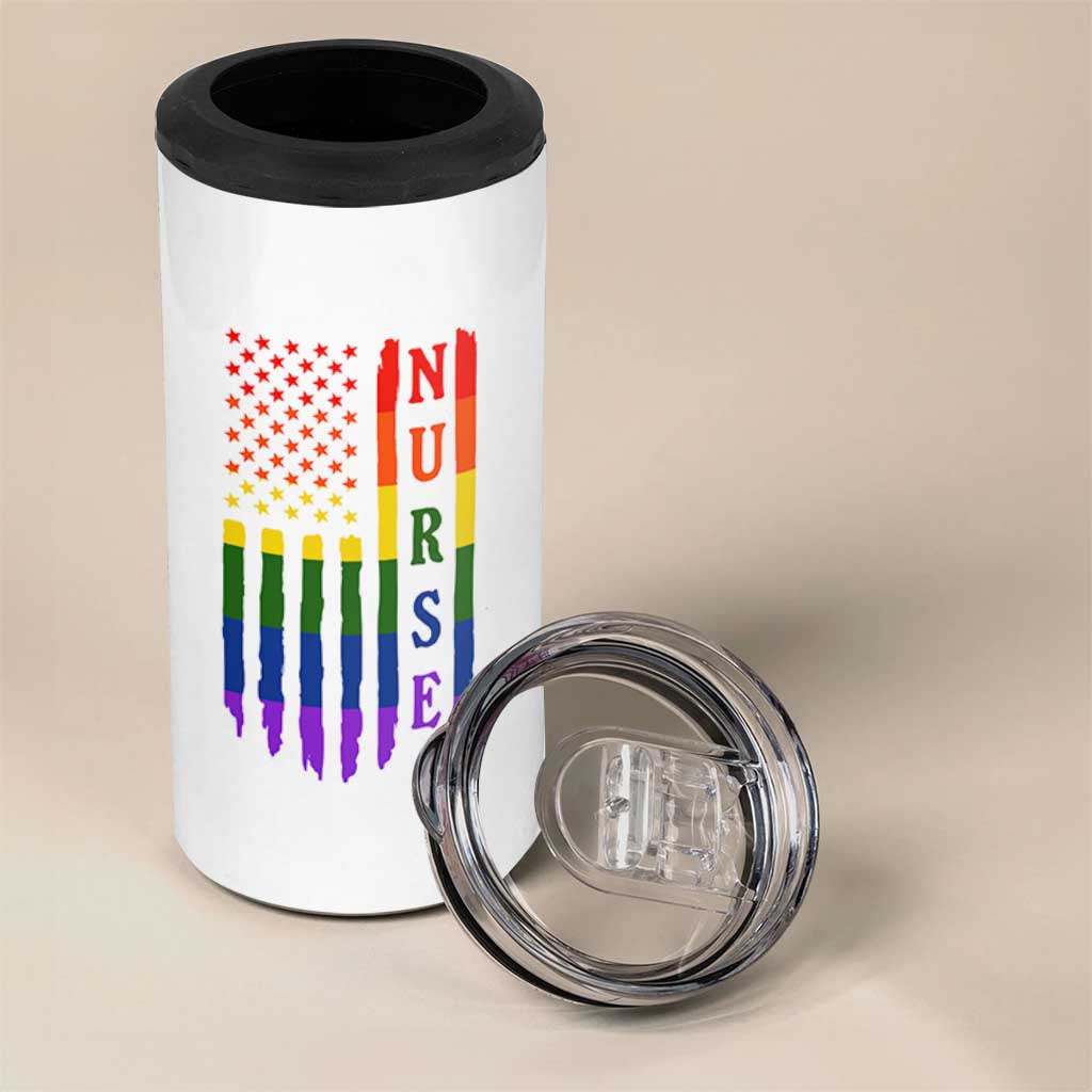 Rainbow RN Ally Pride Month 4 in 1 Can Cooler Tumbler LGBTQ Healthcare Worker