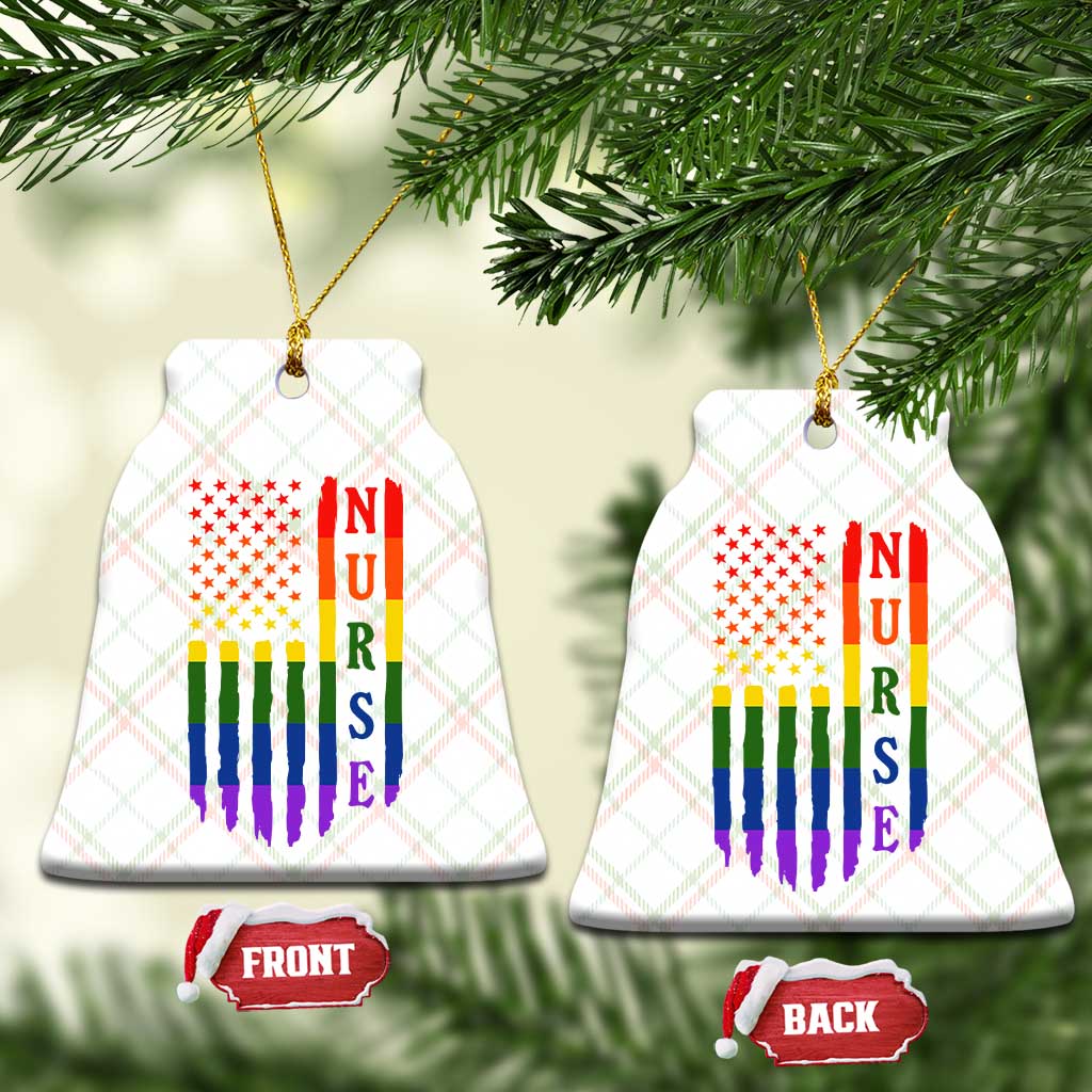 Rainbow RN Ally Pride Month Ceramic Ornament LGBTQ Healthcare Worker