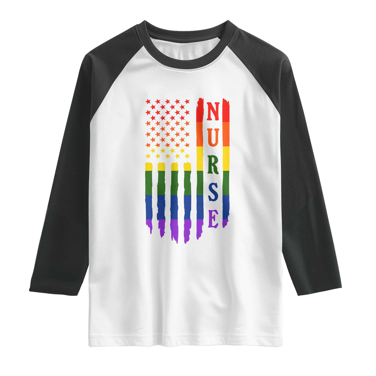 Rainbow RN Ally Pride Month Raglan Shirt LGBTQ Healthcare Worker