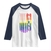 Rainbow RN Ally Pride Month Raglan Shirt LGBTQ Healthcare Worker