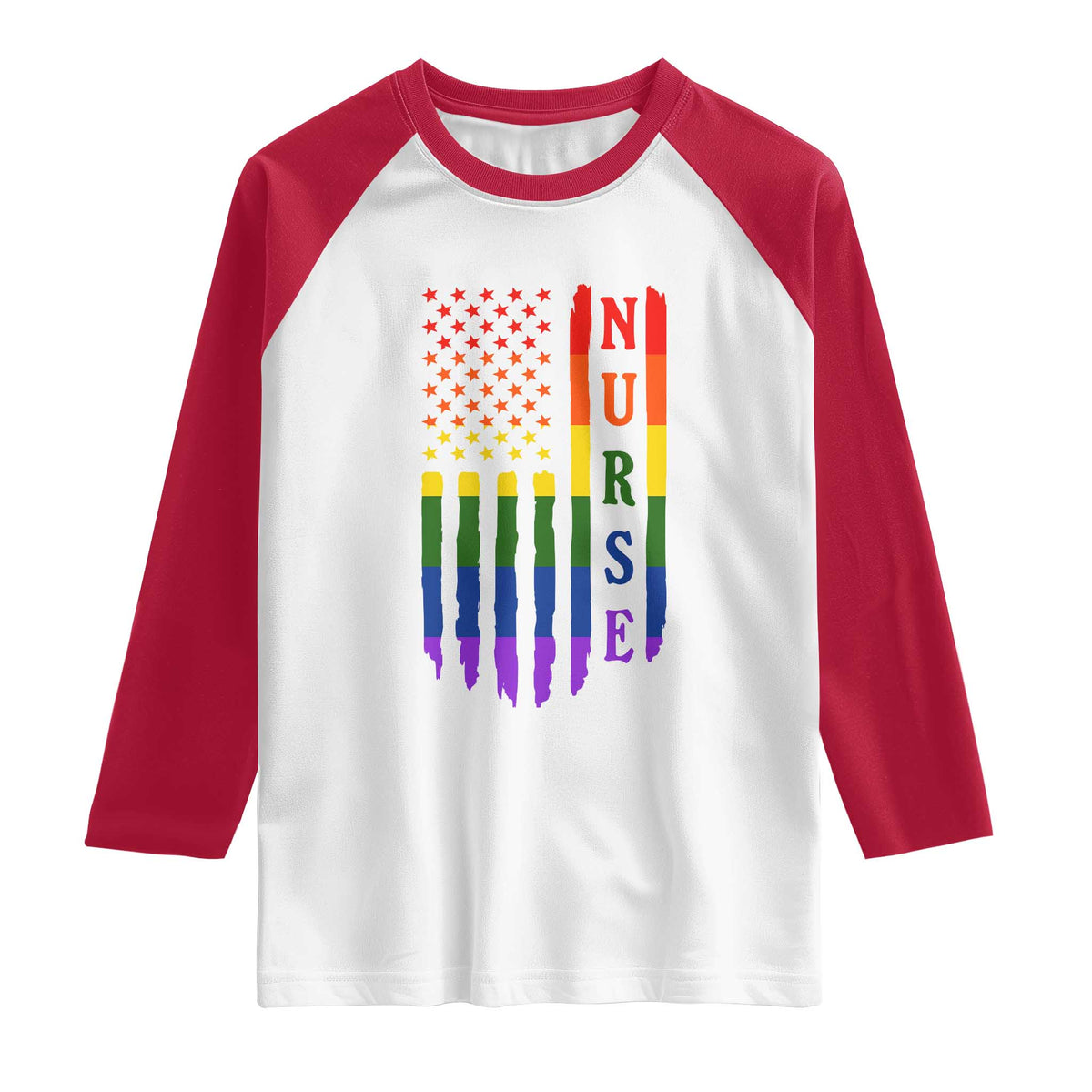 Rainbow RN Ally Pride Month Raglan Shirt LGBTQ Healthcare Worker