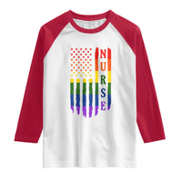 Rainbow RN Ally Pride Month Raglan Shirt LGBTQ Healthcare Worker